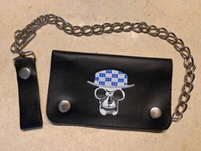 BLACK - Real Cowhide Leather Trucker Biker Chain Wallet