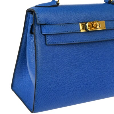 Hermes Blue Couchevel Mini Kelly 20 2way Sellier 2way Handbag
