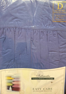 Unifarbenes gefärbtes Doppelbettgestell Volant Blatt Französisch Blau Polycotton 180 Fadenzahl