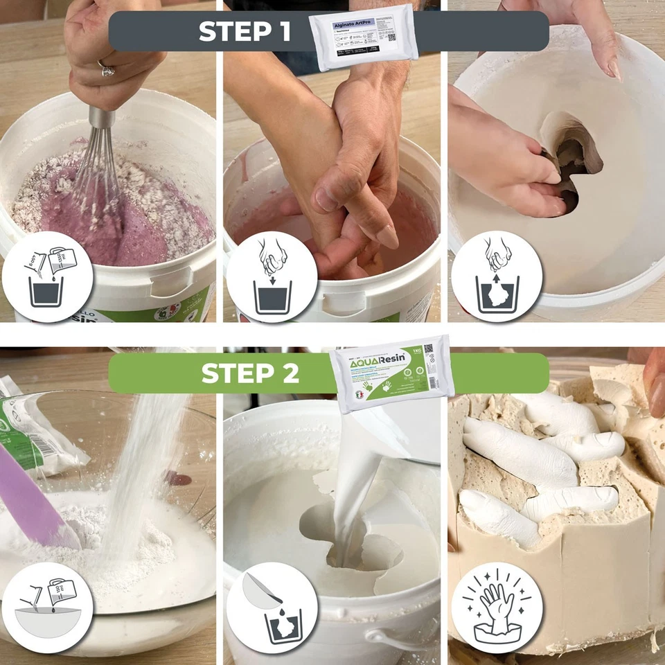 Love Cast Kit Calco Mani Coppia Famiglia, Scultura 3D in Gesso Ceramico Atossico - Immagine 3 di 4