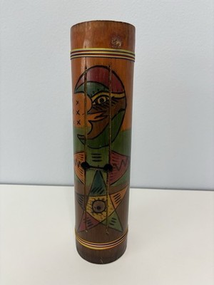 AuthenticGuatemala Slit Drum-Cylindrical-Hand Painted-12.5 INCHES TALL-VERY NICE