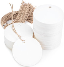 120PCS White Round Gift Tags 2in w String Kraft Paper Labels