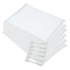 6 Pack Mesh Cosmetic Bags A5 Nylon Pencil Cases Zipper Organizer White