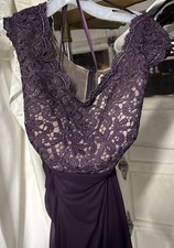 David Bridal ￼purple formal gown with a lace and mesh bodice. Size 16