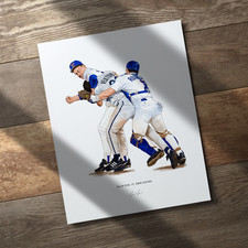 Nolan Ryan Robin Ventura Fight 8x10 Print Texas Rangers Baseball Poster