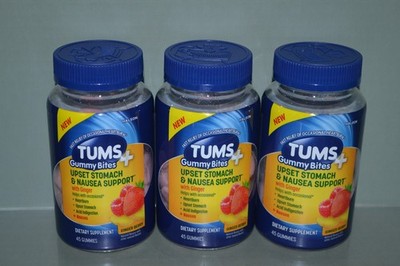 (3) Tums Gummy Bites w/ GINGER Upset Stomach & Nausea, 45 In Each, Exp. 04/2027