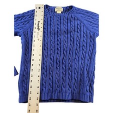 LL Bean Womens Blue 100 Cotton Cable Knit Crewneck Sweater Size Small O BUG6