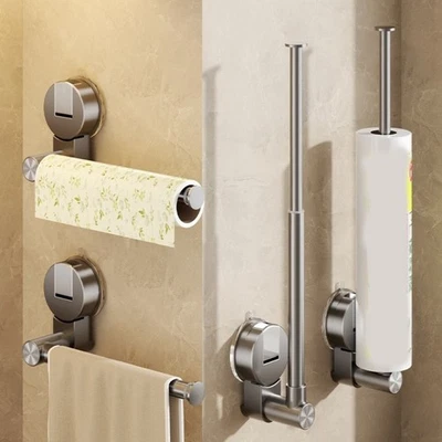 Suction Cup Tissue Hanger Kitchen Paper Towel Holder Toilet Roll Paper Dispenser - Image 1 of 4