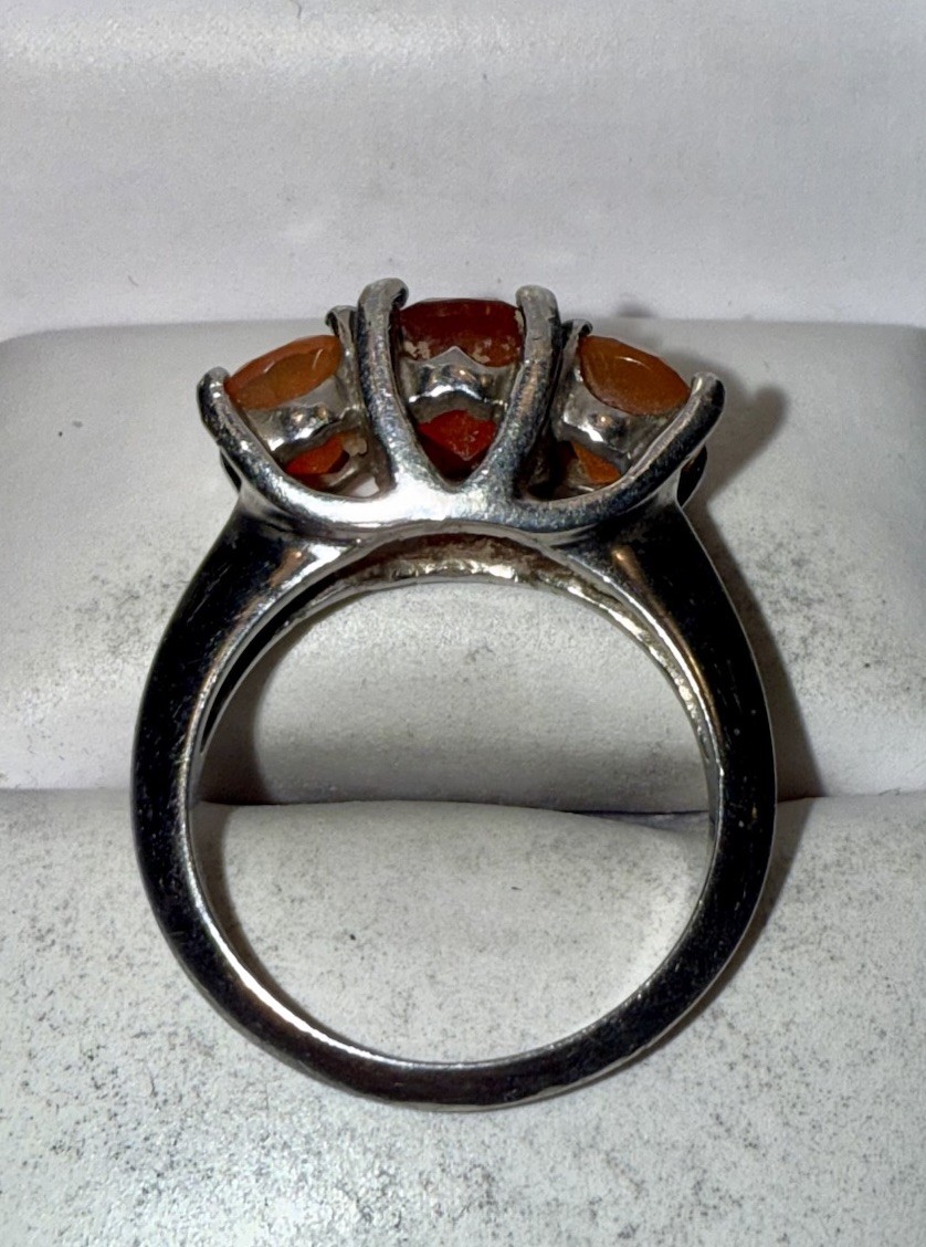 ESTATE Solid Sterling Silver Oval-Cut Natural Ora… - image 5