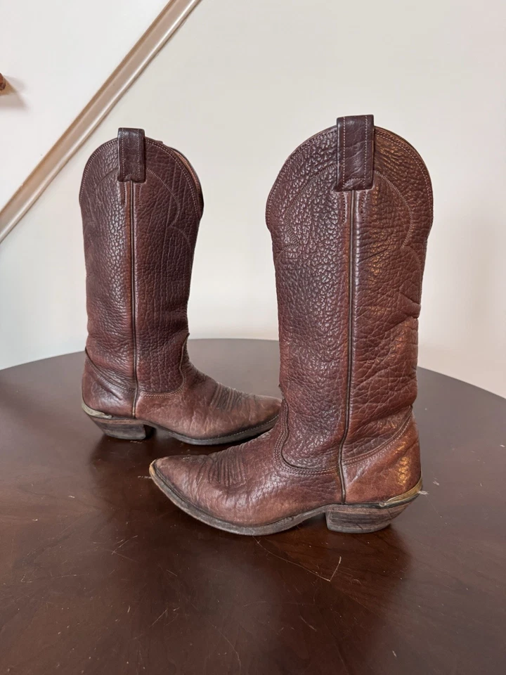 VTG Nocona Brown Tan Cowboy Boots Women's Size 7 USA - Image 4 of 4