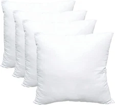 Luxury Pillow Inserts, Pack of 4, 16 X 16 Inches Hypoallergenic Ultra Soft White