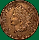 1907 Indian Head Cent Almost Uncirculated AU Coin #36085