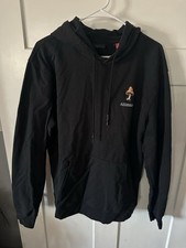 AirWalk graphic print black pullover skater hoodie size Large Skull Mushroom Y2K