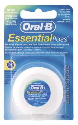 4x Oral-B Essential Floss Zahnseide gewachst mit Minzgeschmack 4x 50m