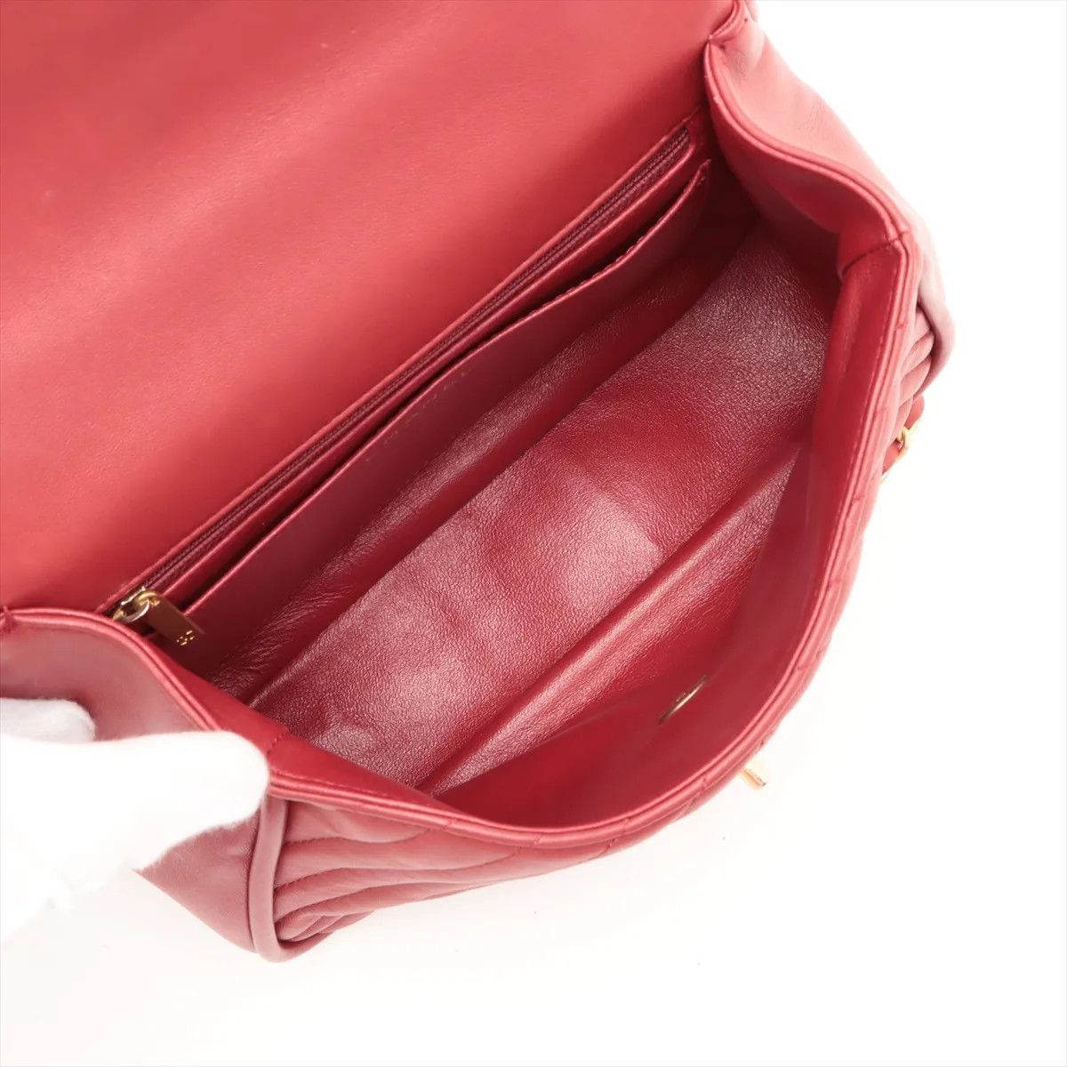 Chanel V Stitch Lambskin 2 Way Shoulder Bag Red Gold Metal Fittings 24XXXXXX