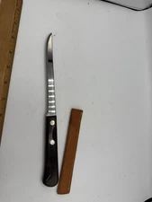 Vintage Kinfolks Flame Edge Stainless Knife 213TC USA – Wood Handle Sheath