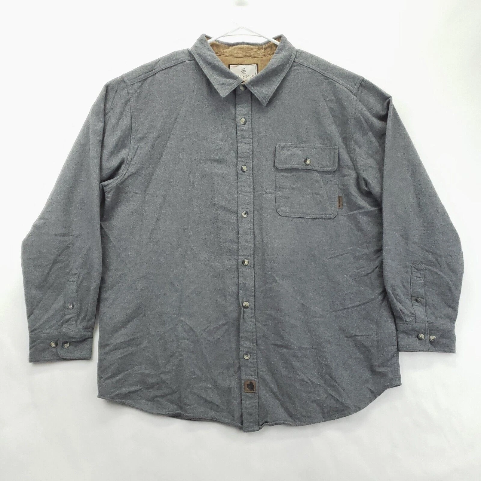 Legendary Whitetails Buck Camp Flannel Shirt Mens XL Gray Cotton Corduroy Lined