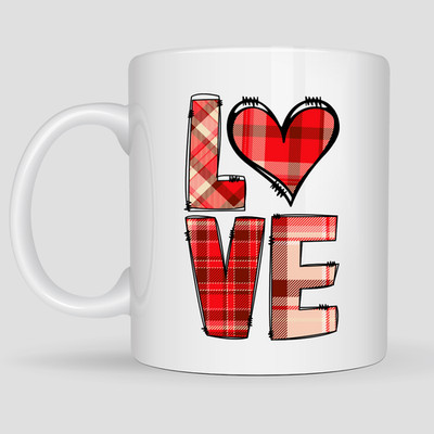 11 Unzen Keramiktasse - Valentinstag Geschenk, Liebe Patchwork Design