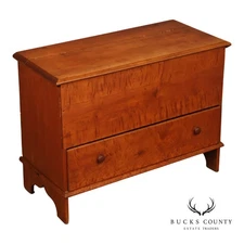 Antique American Country Birdseye Maple Blanket Chest With Lower Drawer