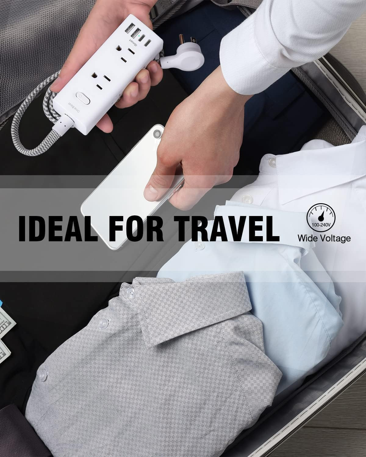 Power Strip Surge Protector -  6 Widely Outlets with 4 USB Ports (2 USB C), 5 Ft