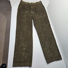Orvis Corduroy Trousers Olive Green Men's 32x30 Pleated Cotton Blend Pants