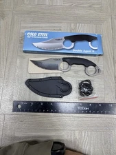 Cold Steel Double Agent II Knife With Sheath Holster Black Tactical Fixed Blade