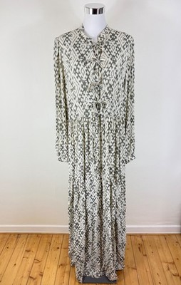 VANILIA Kaftan-Kleid, langarm, Rundhalsausschnitt, Gr.42, Alloverprint