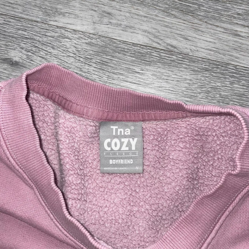 TNA Acogedora Sudadera Polar Novio Cuello Redondo Para Mujer Talla Mediana Malva Pullover Foto 4 de 4
