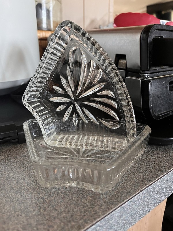 2 replacement pieces of party tray set from princess house crystal 