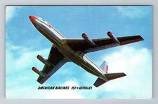 American Airlines 707 Astrojet, Plane, Transportation, Antique Vintage Postcard