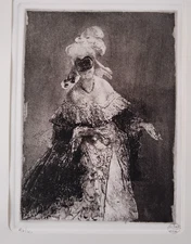 Mosé Bianchi (1840 - 1904) " La maschera" acquaforte e acquatinta