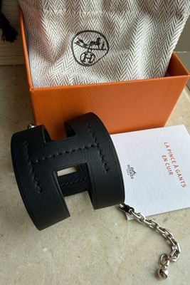 New Hermes Black Koala Glove Holder Charm H Logo Silver Palladium