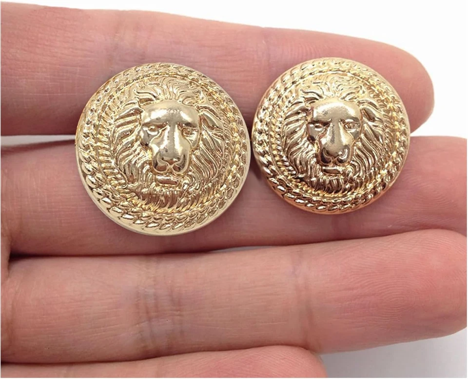 14Pcs Gold Metal Blazer Buttons Set Lion Head Vintage Coat Suit Jacket Uniform - Image 4 of 4