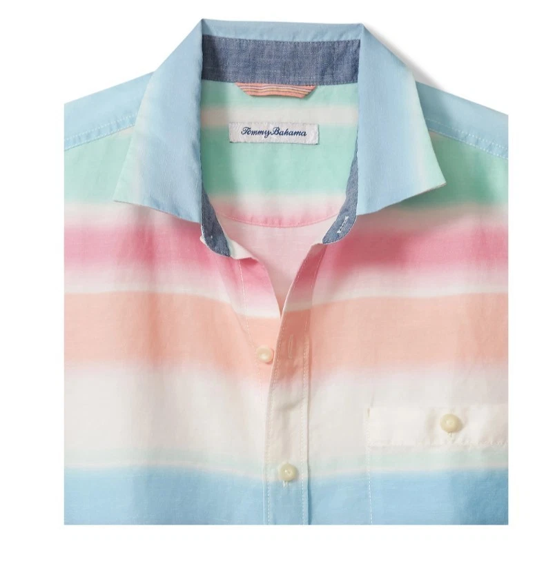 Tommy Bahama Mens  Shirt Multicolor Linen-Blend Hazy Tides Button Up Sz M - Image 2 of 4