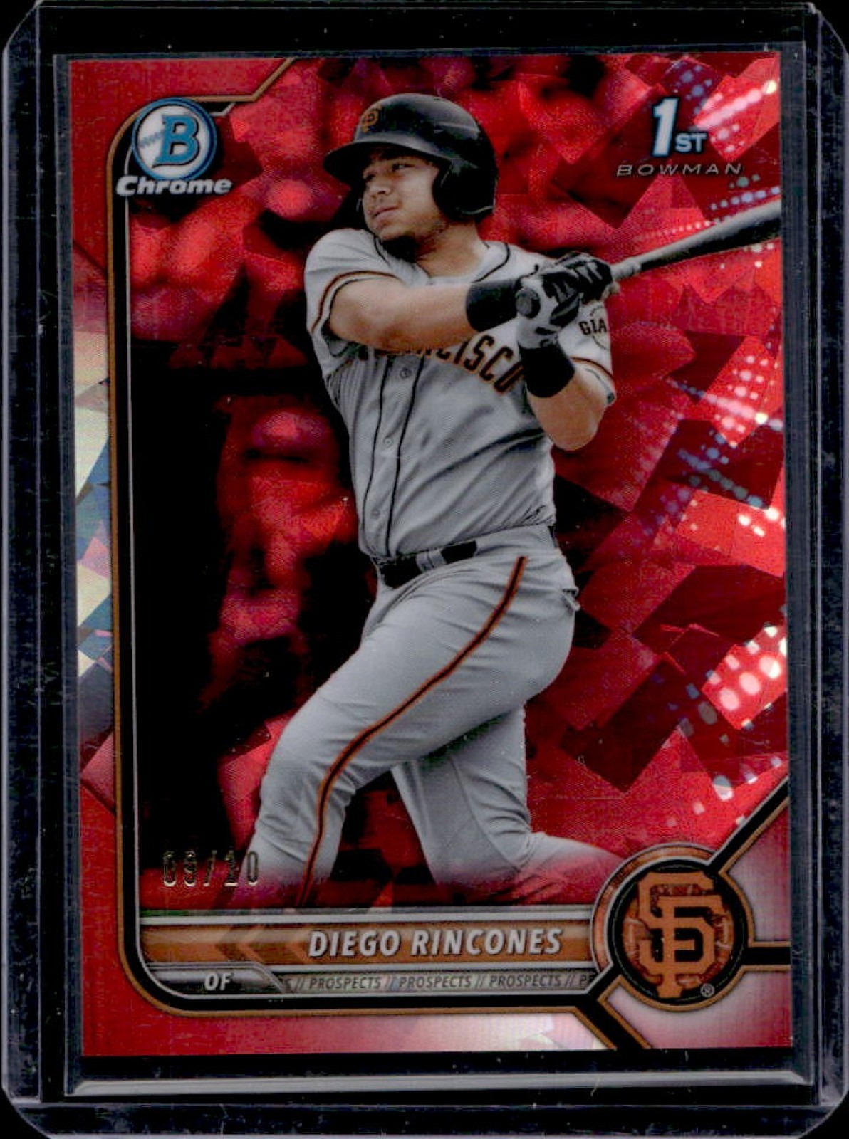 2022 Bowman Sapphire Diego Rincones Chrome Refractor Red 1st #/10 Giants