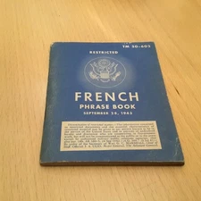 Vintage WWII English/French Phrase Book 1943 TM 30-602