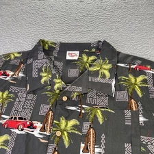 Barefoot in Paradise Hawaiian Shirt Men XXL Multicolor Car Palm Trees AOP Button