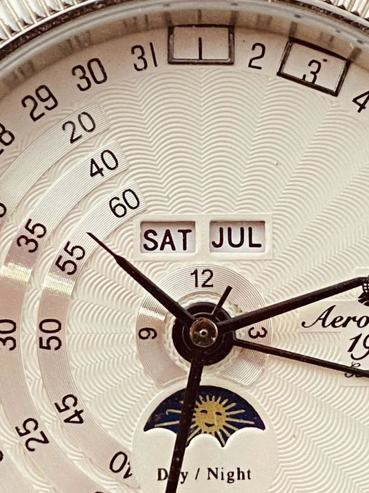 AEROMATIC 1912 GERMANY A1281 STAINLESS STEEL GENUINE LEATHER WRISTWATCH #7358 - Image 3 of 4