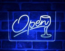 Open LED Neon Light Up Sign for Bar Pub | Hanging Window Wall USB Lit Display