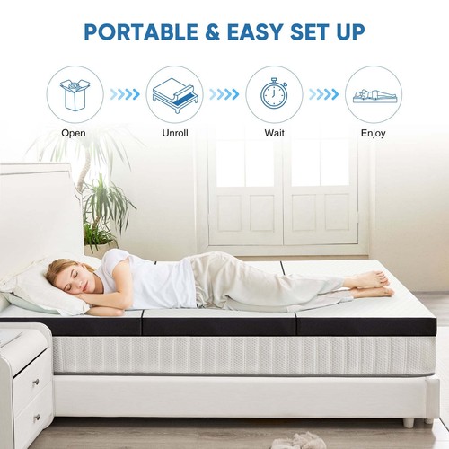 3" Queen Memory Foam Tri-Fold Mattress, Portable Foldable Mattress for Guest Bed - Picture 7 of 7