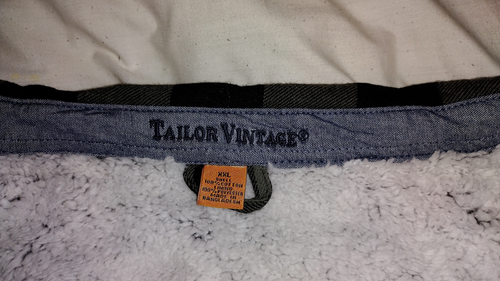 Tailor Vintage Fleece Flannel Long Sleeve Shirt Black-Grey Checker Men's XXL EUC - Picture 3 of 12