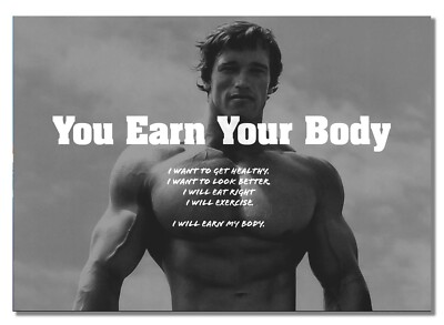 Arnold Schwarzenegger #11 Verdiene deinen Körper Zitat inspiriert von Bodybuilding Poster