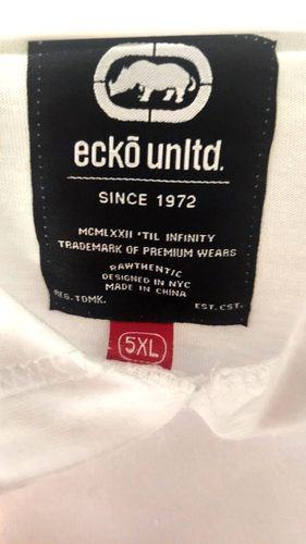 ecko unltd sleeveless jersey hoodie raised graphics white size 5x NWOT - Picture 2 of 4