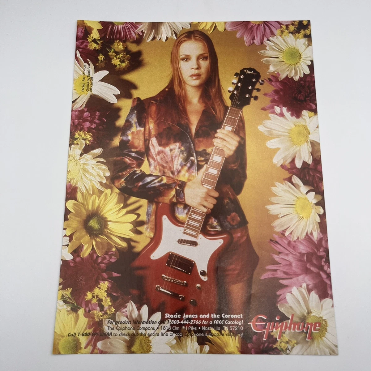 Epiphone Coronet Guitar 1996 Print Ad 8"x11" Stacie Jones studio art | eBay