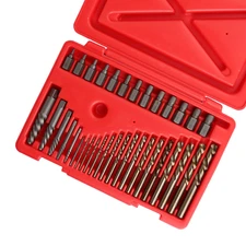 35 Pieces Screw Extractors and Drill bits Set SAE Size Broken Screws Extractors