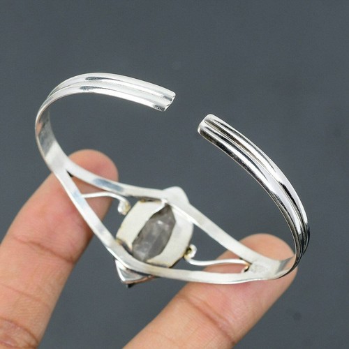 Herkimer Diamond Bangle 925 Silver Handmade Women Cuff Bracelet Jewelry #048 - Picture 2 of 4