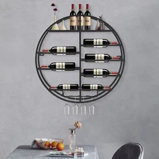 23.6" Wall Mounted Wine Rack Modern Metal Bottle Shelf Organizer For Bar Home