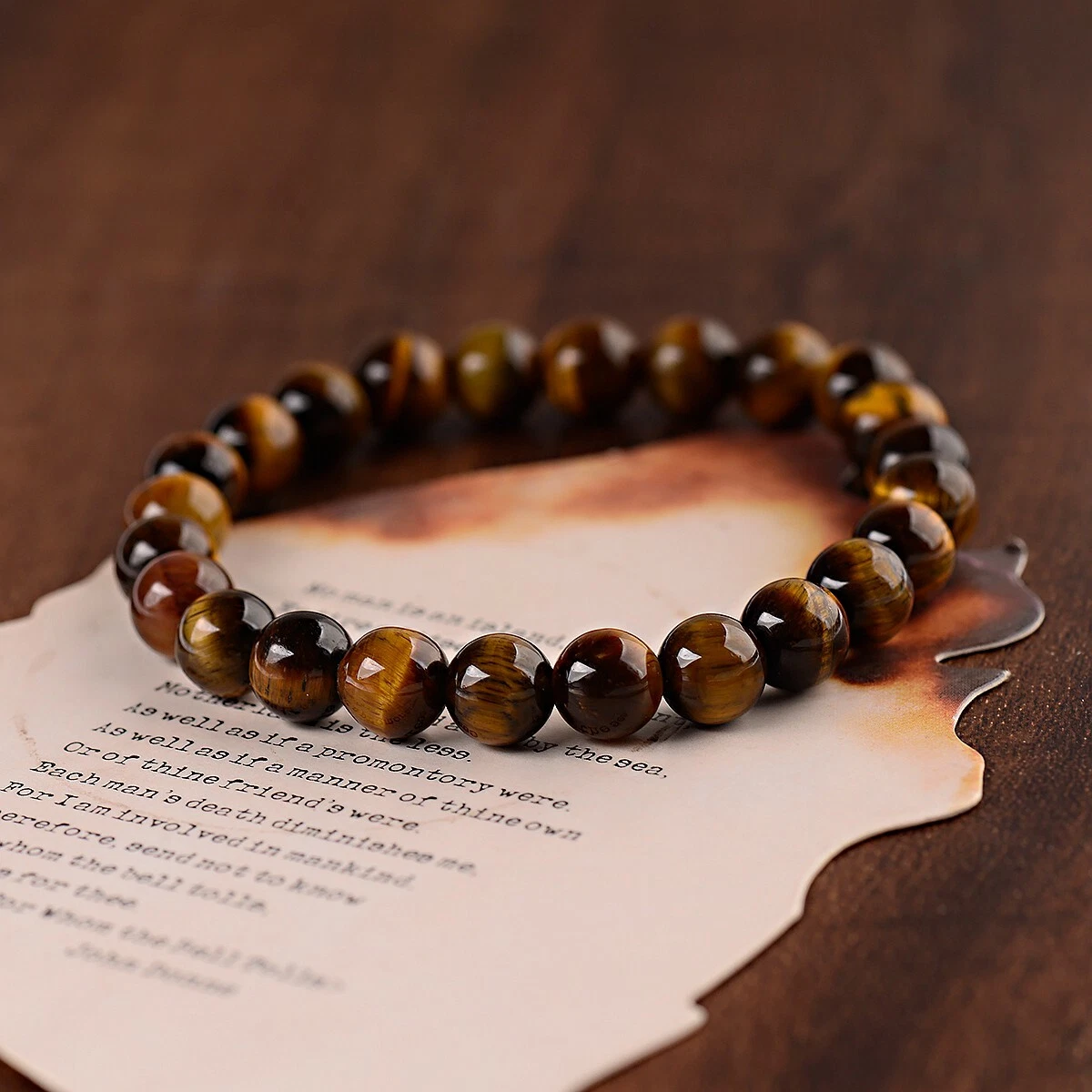 Men Classic Natural Tiger Eye Stone Gem Stone Beaded Healing Bracelets Boyfriend