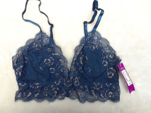 AMBRIELLE Wireless LACE Bralette LIGHT Navy Lurex blue [CHOOSE SIZE] New w/Tags - Picture 1 of 5