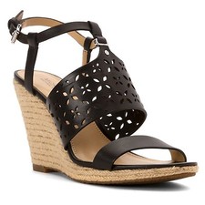 Women MICHAEL Michael Kors Darci Laser-Cut Espadrille Wedge, Black Sizes 9-10